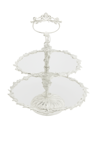 Elegant <b>White</b> Two-Tier <b>Cake</b> <b>Stand</b> with Intricate Lace Design Perfect for Pastries Desserts Luxury Wedding and Party Decor - Product Image 6