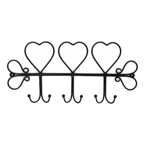 Crochets muraux en métal forgé en forme de cœur, revêtement noir, pour la décoration de la maison, du salon, de la salle de bain, crochets pour manteaux, chapeaux, clés - Product Image 1