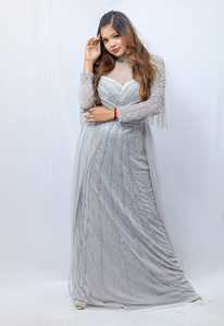 Robe de soirée de luxe, robe de bal, haute qualité, manches longues, broderie de sequins, motif floral, forme longue, antistatique - Product Image 5