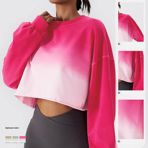 Sudadera de cuello redondo personalizada de alta calidad, Top corto de punto informal de algodón, sudaderas con capucha para mujer, sudadera recortada para mujer - Product Image 3