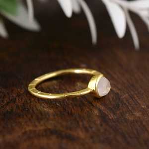 New Arrival Trendy Moonstone <b>Ring</b> <b>Dainty</b> Brass Jewelry Women 18k Gold Plated Nature Bamboo Minimalist <b>Ring</b> For Wholesale/OEM - Product Image 2