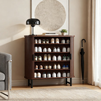 Meuble de rangement à chaussures OEM avec portes coulissantes cannelées lisses, armoire à chaussures à 5 niveaux pour entrée, étagère à chaussures pour porte d'entrée