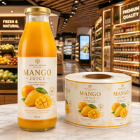 Rouleaux d'étiquettes personnalisées pour jus de fruits, autocollants imperméables imprimés pour bouteilles de boissons, étiquettes en rouleau de plastique pour emballage de boissons