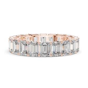 Bague éternelle en diamant de laboratoire taille émeraude 6,00 carats pour femme, clarté VVS-VS EF, or 18 carats, 14 carats, 10 carats et argent 925, rose - Product Image 2