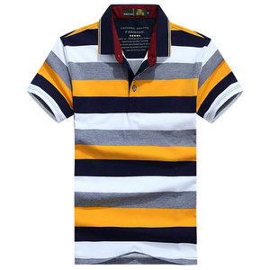 เสื้อโปโลสำหรับผู้ชายทำจากผ้าแคนวาสแบบสวมใส่สบายมีลายพิมพ์สกรีนลายทาง - Product Image 6