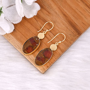 New Arrival Boho Malinga Jasper Gemstone Earring Hot Selling Brass Gold Plated Dangle Drop Earrings For Women Gifts Jewelry - Product Image 3