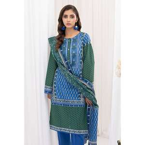 ชุดสูทผ้าลอนสีน้ำเงินสำหรับผู้หญิงแบบ 3 ชิ้น ยังไม่ได้เย็บติดกัน - Product Image 3