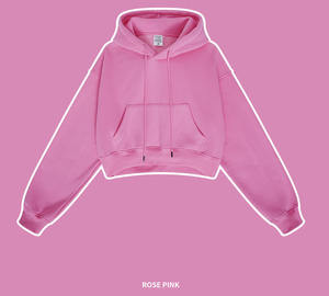 Conjunto de 2 piezas de felpa gruesa pesada, sudaderas con capucha y pantalones de Color sólido, traje de niña, sudaderas con capucha Sexy recortadas, traje con capucha de impresión personalizada - Product Image 2