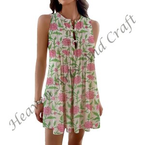 ชุดเดรสเอวต่ำสำหรับผู้หญิงชุดฤดูร้อนลำลองผ้าฝ้ายพิมพ์ลายดอกไม้เสื้อชาติพันธุ์ระบายอากาศได้ดี - Product Image 2