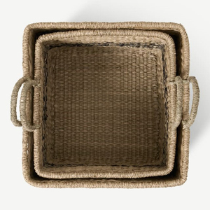 Conjunto de 2 cestas de rayas, blanco y negro, algas marinas naturales/tanh Cong artesanal, cesta de lavandería, superventas, venta al por mayor - Product Image 1