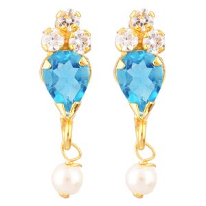 Cubic Zirconia CZ Tear <b>Drop</b> Pendant Chain Necklace Faux Pearl <b>Drop</b> <b>Earrings</b> Jewelry Set Gift for Women Girls - Product Image 5