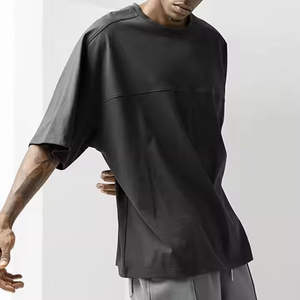 Vente en gros 100% T-shirt à épaules tombantes surdimensionnées en coton pour hommes, style décontracté, poids en tissu de 220 grammes, motif de lettres - Product Image 6