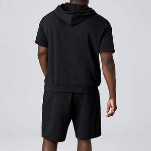 Custom Two Piece Sweat Suit Track Short Set <b>Summer</b> Distressing Embroidery Tracksuit Zip Up Hoodie And Shorts <b>Jacket</b> Sets <b>Men</b> - Product Image 3