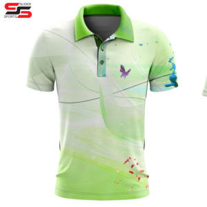 ODM lujo logotipo personalizado de alta calidad poliéster Spandex seco Slim Fit Allover estampado transpirable liso Golf polos para hombres - Product Image 1