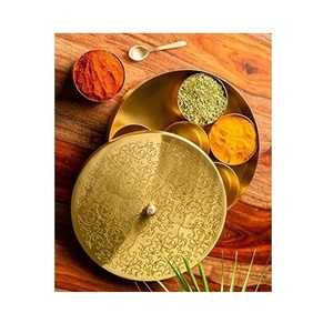 Latón de alta calidad cobre especia masala Dabba diseño hecho a mano latón metal especia masala caja precio al por mayor fabricante de la India - Product Image 3
