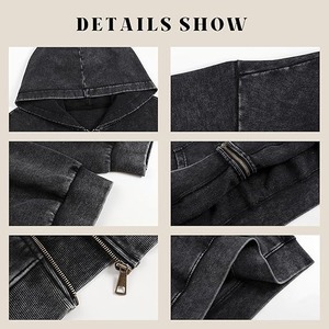 Sweat à capuche à fermeture éclair respirant pour homme, surdimensionné et solide, 100% coton, pour streetwear, automne - Product Image 2