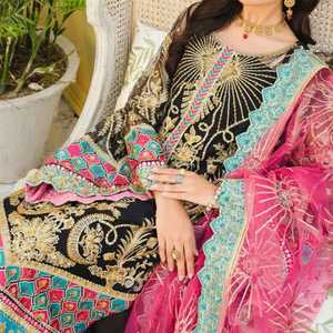 Ropa de novia de diseñador Ropa india y pakistaní Heavy Georgette Salwar Kameez Vestido de novia con bordado para damas - Product Image 2