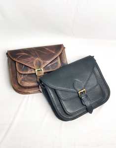 Bolsos bandolera de moda Vintage para mujer, personalizados, de gran capacidad, 2024, bolso de cuero de vaca de grano completo, forro de algodón, cierre de botón cruzado - Product Image 1