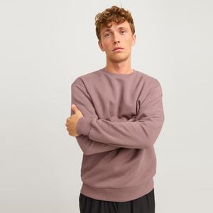 เสื้อสเวตเชิ้ตผู้ชายแบบปรับแต่งได้สำหรับฤดูหนาว ผ้าฝ้าย 100% ไม่มีฮู้ด ออกแบบโลโก้ได้ ทรงหลวม ไหล่ตก คอวีถัก แขนยาว - Product Image 4