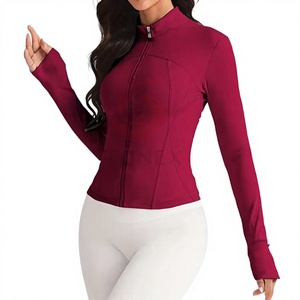 Chaquetas de Yoga de Alta Calidad para Mujer, Sólidas, Lavadas, de Secado Rápido, Transpirables, con Cuello Alto y Manga Larga - Product Image 1