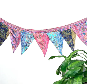 Banderines de tela florales bohemios hechos a mano, ecológicos, duraderos, Navidad, Halloween, Pascua, bodas, Baby Showers, festivales, Diwali - Product Image 4