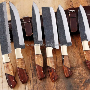 Vente chaude 6 pièces ensemble de couteaux de Chef en acier damas avec manche en bois accessoires de couteaux de cuisine professionnels commande minimale 10 pièces - Product Image 1