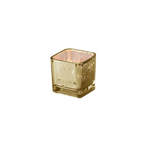 VMC0020GS - Gold Speckled Mercury <b>Cube</b> Votive Candle Holder - 2" - Product Image 1