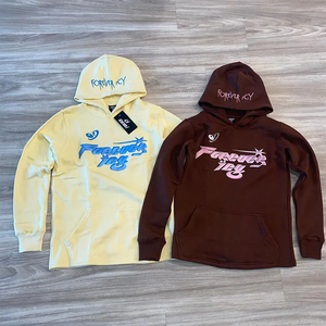 Ensemble de sweats à capuche imprimés graphiques pour hommes, streetwear, pull décontracté, design audacieux avec lettres, sweat en molleton de coton jaune et marron - Product Image 2