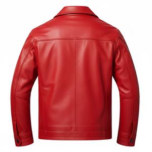 Veste en cuir longue tendance pour hommes en gros |   Style de rue décontracté |   Col en toile |   OEM/ODM - Product Image 2
