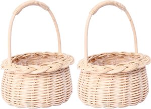 Mini panier de rangement en rotin tissé à la main avec doublure en tissu, petit organisateur rond en bambou, panier décoratif pour articles divers de bureau pour la maison - Product Image 3