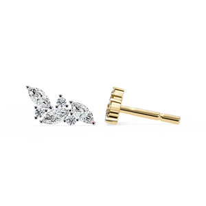 Boucles d'oreilles en diamant de laboratoire de taille marquise et ronde CVD Diamond Certified White Gold Anniversary Gift - Product Image 1