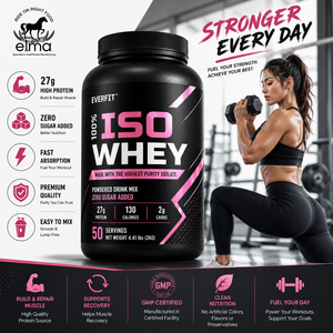 EVERFIT Isolat de protéines de lactosérum WPI en poudre 2KG 25g de protéines Sans sucre ajouté Halal OEM Marque privée Croissance musculaire Nutrition sportive - Product Image 1