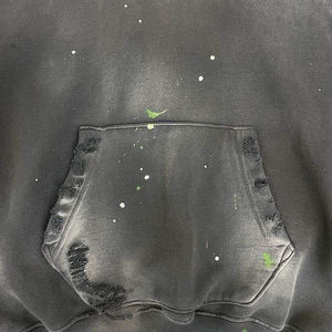 Sweat à capuche streetwear personnalisé en coton épais 280/300/320 g/m² pour l'hiver, effet délavé soleil, déchiré, délavé à l'acide, coupe classique, en molleton écologique - Product Image 5