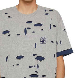 บริการ OEM เสื้อยืดทรงหลวมพิมพ์ลายตามสั่งสำหรับผู้ชาย ผ้าฝ้าย 100% ขายส่งราคาถูก เสื้อยืดผู้ชายสไตล์ดิสเทรส - Product Image 6