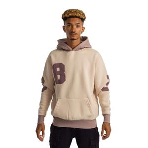 QQI OEM 500 grammes de haute qualité pull à capuche hommes 100% coton Chenille broderie poches kangourou sweat à capuche imprimé - Product Image 1