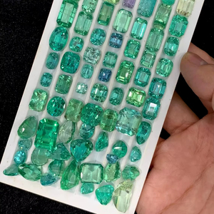 Radiated Green Kunzite Faceted Gemstone Lot From Afghanistan for Jewelry Making Pear Emerald Baguette <b>Cushion</b> Asscher Oval Cut - Product Image 1