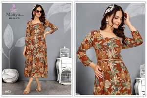 Presentación de nuevo catálogo de vestido de rayón de calidad premium con cinturón de cuero y concepto de diseñador de Maruti Fashion - Product Image 4