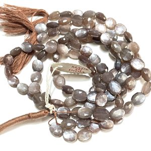 Perles ovales à facettes en pierre de lune en chocolat naturel en gros perle de pépite de pierres précieuses brunes de la meilleure boutique de perles - Product Image 1