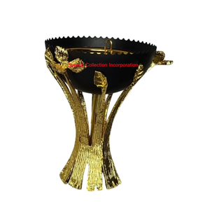 Porte-encens floral en laiton fabriqué à la main avec bol en métal à finition antique et base plaquée or Accent de décoration intérieure au prix de gros - Product Image 6