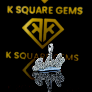 จี้ป้ายเพชรแบบเฉพาะของ Moissanite, จี้ชื่อเพชรที่กำหนดเอง, จี้ชื่อ, ของขวัญสำหรับเธอ - Product Image 4