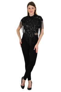 Heavy Handmade Embroidery Sequins Work <b>Women</b> <b>Cape</b> Beaded Scarf Stole <b>Poncho</b> Custom Color Design Four Seasons Wearable Wedding - Product Image 4