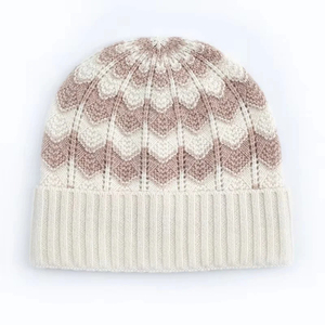 Bonnet unisexe en tricot jacquard à motif géométrique marron, bonnet d'hiver décontracté pour adulte 56-58CM - Product Image 5