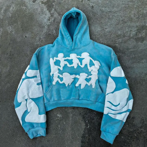 Sweat à capuche surdimensionné pour homme de bonne qualité, 380 GSM, poids lourd, 100% coton, broderie 3D, numérique, écologique, court - Product Image 4