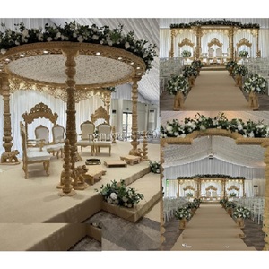 Mandap de madera tallada con elefante para bodas Sindhi, diseño elegante, pilares de Base de elefante, Mandap de boda, Mandap moderno y fresco - Product Image 1