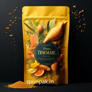 India Supplier Mylar Bag 250g 500g 1kg Matte With Frosted Window Zipper Pouch For Turmeric Spices Snacks Stand Up Zipper