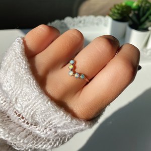 Handmade Vòng Opal <span class=keywords><strong>Chevron</strong></span> Vòng electroformed tùy chỉnh kích thước pha lê đá quý trang sức điều chỉnh vòng tuyên bố - Product Image 2