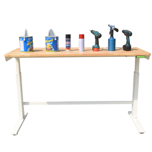Banc de travail convertible électrique moderne de 168 cm, réglable en hauteur, mobilier de bureau assis-debout, bois de caoutchouc pour usage domestique et en entrepôt - Product Image 6
