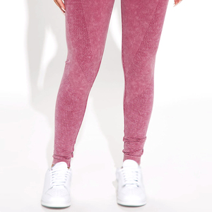 Legging de gimnasio con lavado ácido para mujer, estilo informal transpirable, cintura media, MOQ bajo, gran oferta, ropa de entrenamiento de Yoga - Product Image 6