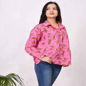 Camisa con estampado de tigre de algodón para mujer Blusa elegante con estampado de animales para ropa informal, de fiesta o de oficina | Top de primavera y otoño - Product Image 1