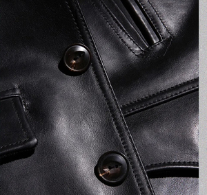 Veste classique Switchyard pour hommes en 100% véritable cuir de vachette tanné italien Vintage décontracté peau de mouton Trench Coat - Product Image 5